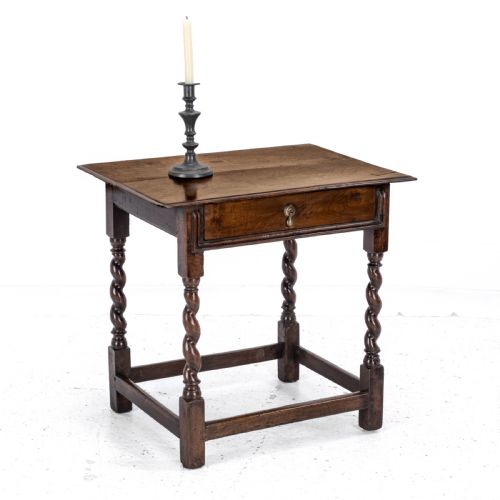 LATE C17TH WALNUT BARLEY TWIST SIDE TABLE WITH DRAWER CAROLEAN COUNTRY SMALL OCCASIONAL LAMP - ADDITIONAL PHOTO 4