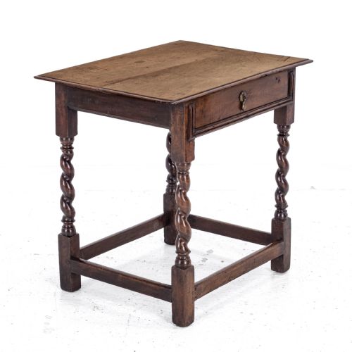 LATE C17TH WALNUT BARLEY TWIST SIDE TABLE WITH DRAWER CAROLEAN COUNTRY SMALL OCCASIONAL LAMP - ADDITIONAL PHOTO 5