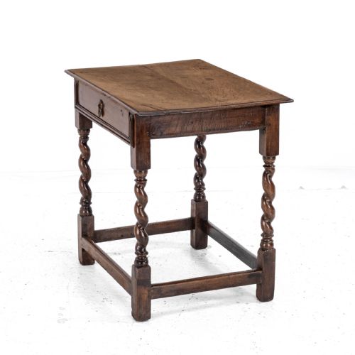 LATE C17TH WALNUT BARLEY TWIST SIDE TABLE WITH DRAWER CAROLEAN COUNTRY SMALL OCCASIONAL LAMP - ADDITIONAL PHOTO 9