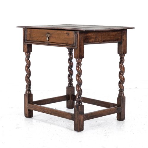LATE C17TH WALNUT BARLEY TWIST SIDE TABLE WITH DRAWER CAROLEAN COUNTRY SMALL OCCASIONAL LAMP - ADDITIONAL PHOTO 12