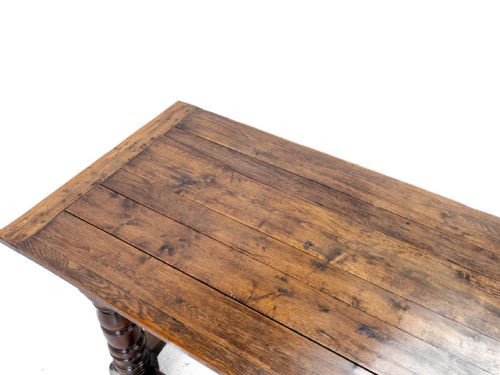 C17TH CAROLEANJACOBEAN STYLE 7'5 OAK PLANK TOP REFECTORY DINING TABLE C19TH - ADDITIONAL PHOTO 8