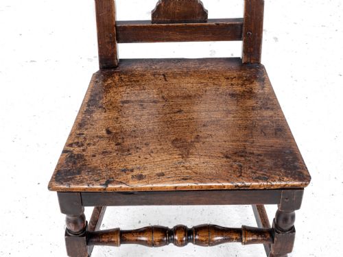LATE C17TH QUEEN ANNE OAK SIDE CHAIRBACK STOOL COUNTRY HALL DINING - ADDITIONAL PHOTO 5