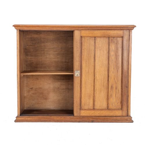 SOLID OAK SLIDING PANEL DOOR CABINET C1930 ANTIQUE - ADDITIONAL PHOTO 3