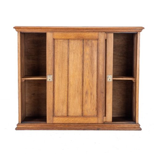 SOLID OAK SLIDING PANEL DOOR CABINET C1930 ANTIQUE - ADDITIONAL PHOTO 4