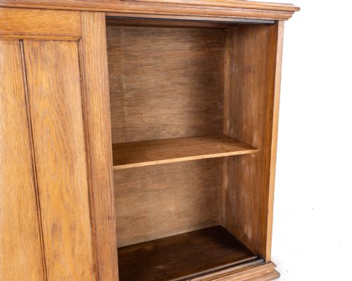 SOLID OAK SLIDING PANEL DOOR CABINET C1930 ANTIQUE - ADDITIONAL PHOTO 7