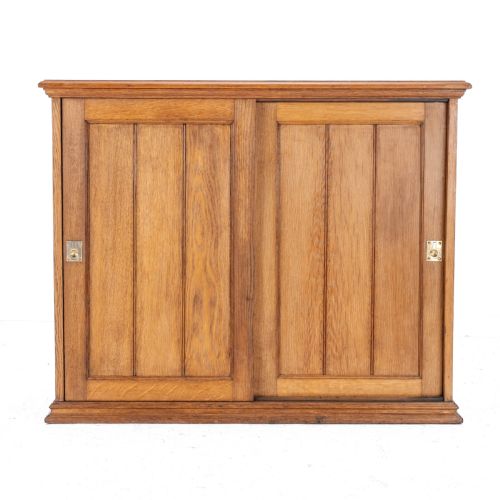 SOLID OAK SLIDING PANEL DOOR CABINET C1930 ANTIQUE - ADDITIONAL PHOTO 13