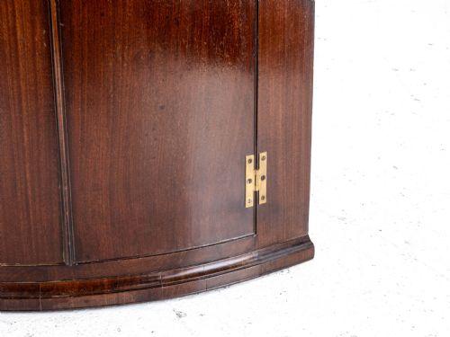 C18TH GEORGIAN MAHOGANY INLAID BOW FRONT CORNER CABINET WALL MOUNTED GEORGE III - ADDITIONAL PHOTO 9