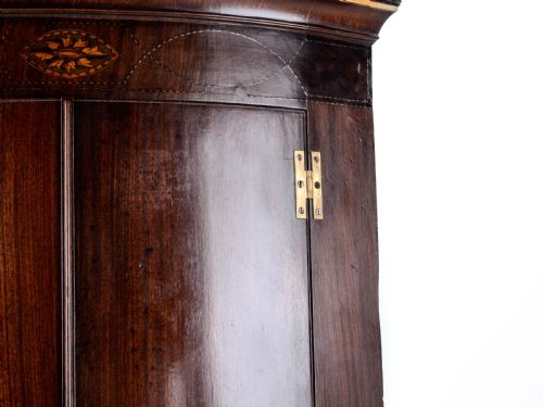 C18TH GEORGIAN MAHOGANY INLAID BOW FRONT CORNER CABINET WALL MOUNTED GEORGE III - ADDITIONAL PHOTO 11