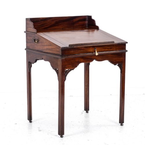 CHIPPENDALE STYLE C19TH MAHOGANY CLERKS DESK VICTORIAN - ADDITIONAL PHOTO 2