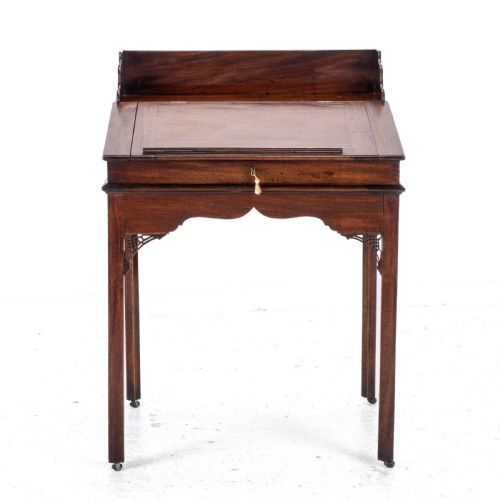 CHIPPENDALE STYLE C19TH MAHOGANY CLERKS DESK VICTORIAN - ADDITIONAL PHOTO 7