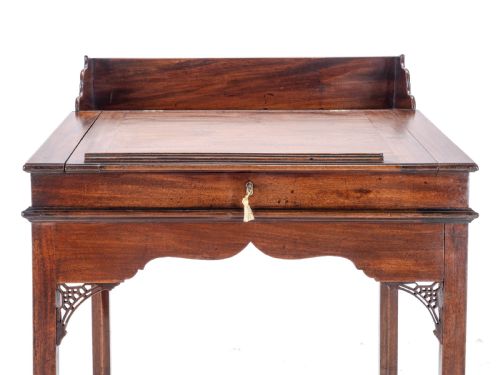 CHIPPENDALE STYLE C19TH MAHOGANY CLERKS DESK VICTORIAN - ADDITIONAL PHOTO 15