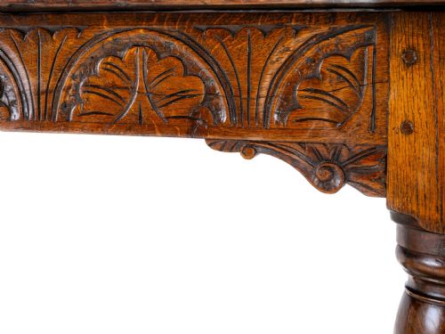 C17TH CAROLEANJACOBEAN STYLE 7'5 OAK PLANK TOP REFECTORY DINING TABLE C19TH - ADDITIONAL PHOTO 8