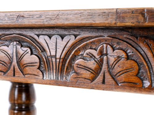 C17TH CAROLEANJACOBEAN STYLE 7'5 OAK PLANK TOP REFECTORY DINING TABLE C19TH - ADDITIONAL PHOTO 10