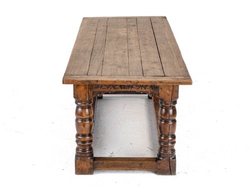 C17TH CAROLEANJACOBEAN STYLE 7'5 OAK PLANK TOP REFECTORY DINING TABLE C19TH - ADDITIONAL PHOTO 17