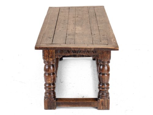 C17TH CAROLEANJACOBEAN STYLE 7'5 OAK PLANK TOP REFECTORY DINING TABLE C19TH - ADDITIONAL PHOTO 18