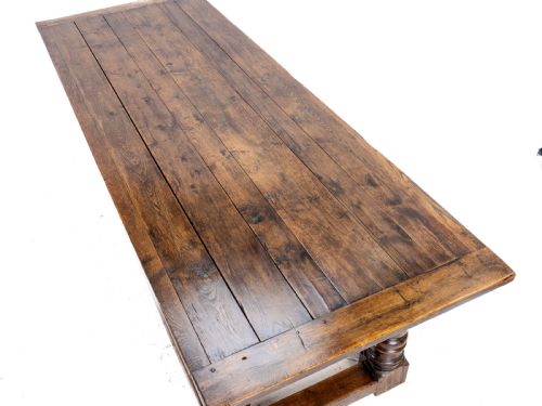 C17TH CAROLEANJACOBEAN STYLE 7'5 OAK PLANK TOP REFECTORY DINING TABLE C19TH - ADDITIONAL PHOTO 21