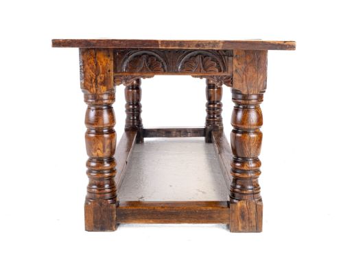 C17TH CAROLEANJACOBEAN STYLE 7'5 OAK PLANK TOP REFECTORY DINING TABLE C19TH - ADDITIONAL PHOTO 23