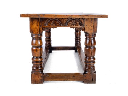 C17TH CAROLEANJACOBEAN STYLE 7'5 OAK PLANK TOP REFECTORY DINING TABLE C19TH - ADDITIONAL PHOTO 26
