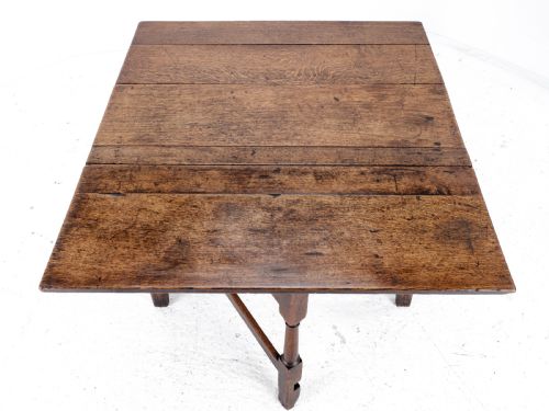 EARLY C18TH OAK DROP LEAF GATELEG SMALL COUNTRY DINING TABLE - ADDITIONAL PHOTO 4
