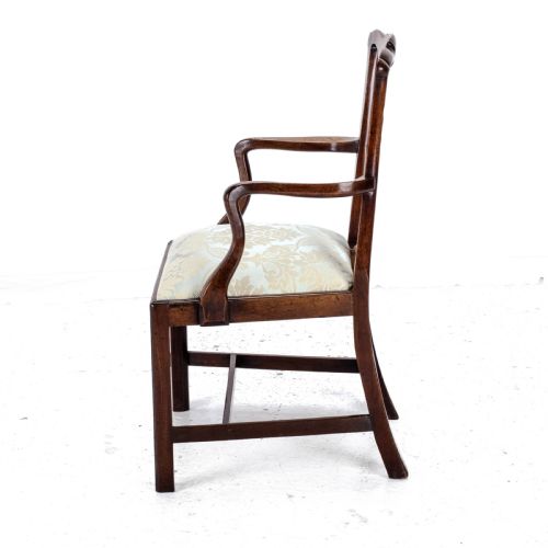 LATE C18TH CHIPPENDALE MAHOGANY CARVER ARMCHAIR GEORGIAN GEORGE III UPHOLSTERED - ADDITIONAL PHOTO 4