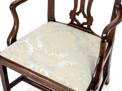 LATE C18TH CHIPPENDALE MAHOGANY CARVER ARMCHAIR GEORGIAN GEORGE III UPHOLSTERED - ADDITIONAL PHOTO 9