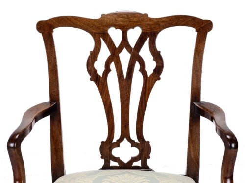 LATE C18TH CHIPPENDALE MAHOGANY CARVER ARMCHAIR GEORGIAN GEORGE III UPHOLSTERED - ADDITIONAL PHOTO 10