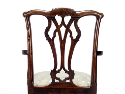 LATE C18TH CHIPPENDALE MAHOGANY CARVER ARMCHAIR GEORGIAN GEORGE III UPHOLSTERED - ADDITIONAL PHOTO 15