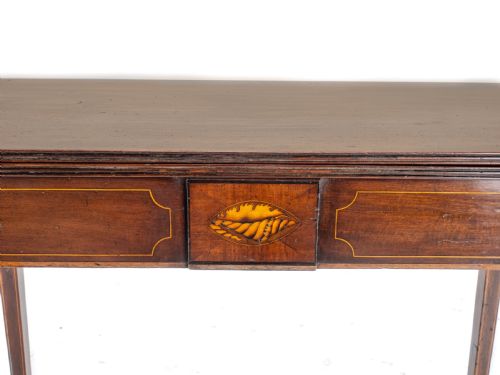 GEORGIAN MAHOGANY INLAID CONSOLE FOLD OVER TEA TABLE EARLY C19TH GEORGE III - ADDITIONAL PHOTO 18