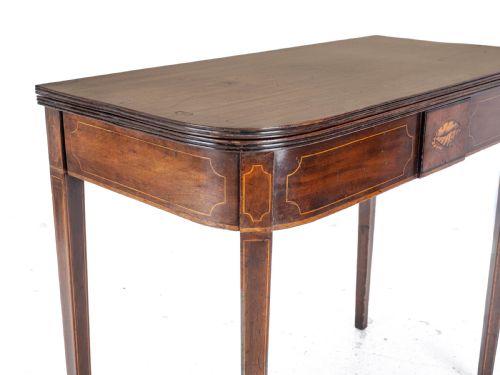 GEORGIAN MAHOGANY INLAID CONSOLE FOLD OVER TEA TABLE EARLY C19TH GEORGE III - ADDITIONAL PHOTO 19