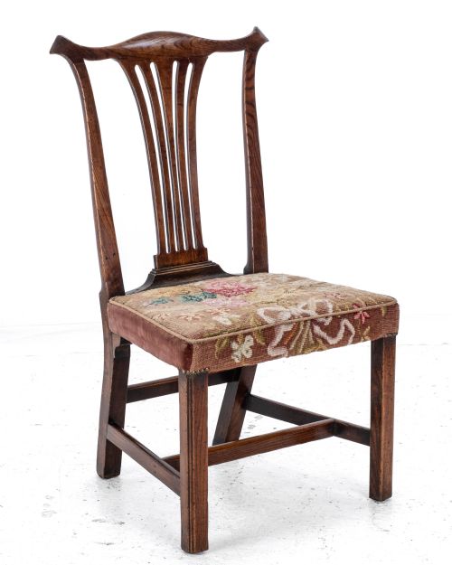 c18th elm chippendale country upholstered side dining chair georgian george iii - CATEGORY: ANTIQUE CHAIRS - DATED 18TH CENTURY
