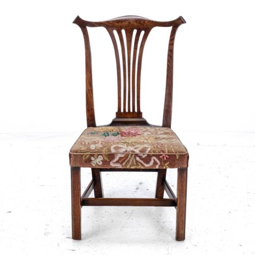 C18TH ELM CHIPPENDALE COUNTRY UPHOLSTERED SIDE DINING CHAIR GEORGIAN GEORGE III - ADDITIONAL PHOTO 1