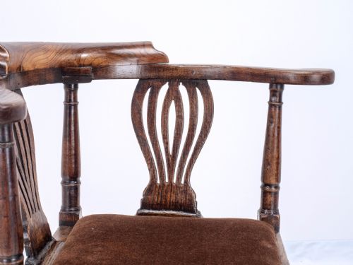 GEORGIAN ELM COUNTRY CORNER ELBOW ARMCHAIR LATE C18TH GEORGE III FARMHOUSE - ADDITIONAL PHOTO 9