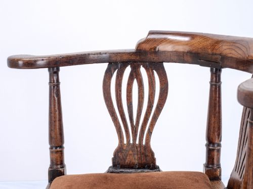 GEORGIAN ELM COUNTRY CORNER ELBOW ARMCHAIR LATE C18TH GEORGE III FARMHOUSE - ADDITIONAL PHOTO 11