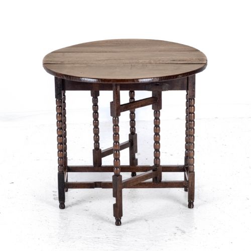 EARLY C18TH LATER SMALL OAK OVAL GATELEG DROP LEAF DINING OCCASIONAL TABLE - ADDITIONAL PHOTO 5