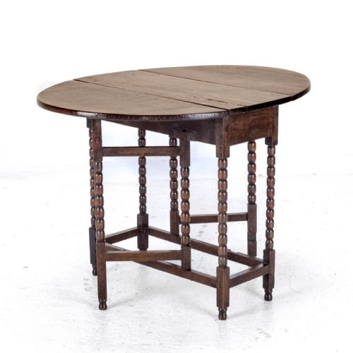EARLY C18TH LATER SMALL OAK OVAL GATELEG DROP LEAF DINING OCCASIONAL TABLE - ADDITIONAL PHOTO 6