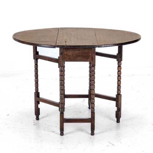 EARLY C18TH LATER SMALL OAK OVAL GATELEG DROP LEAF DINING OCCASIONAL TABLE - ADDITIONAL PHOTO 7