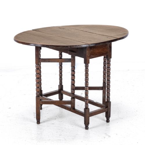 EARLY C18TH LATER SMALL OAK OVAL GATELEG DROP LEAF DINING OCCASIONAL TABLE - ADDITIONAL PHOTO 9