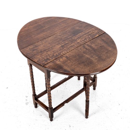 EARLY C18TH LATER SMALL OAK OVAL GATELEG DROP LEAF DINING OCCASIONAL TABLE - ADDITIONAL PHOTO 12