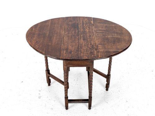 EARLY C18TH LATER SMALL OAK OVAL GATELEG DROP LEAF DINING OCCASIONAL TABLE - ADDITIONAL PHOTO 13