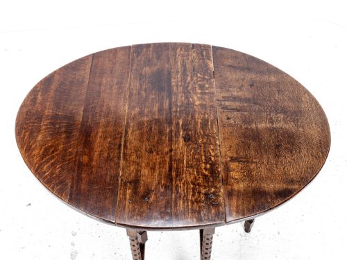 EARLY C18TH LATER SMALL OAK OVAL GATELEG DROP LEAF DINING OCCASIONAL TABLE - ADDITIONAL PHOTO 14