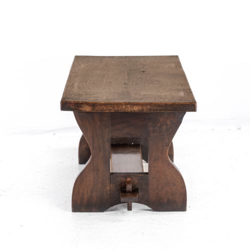 EARLY C20TH SOLID OAK SMALL COUNTRY PLANKTOP REFECTORY DINING TABLE - ADDITIONAL PHOTO 5