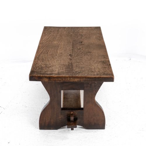 EARLY C20TH SOLID OAK SMALL COUNTRY PLANKTOP REFECTORY DINING TABLE - ADDITIONAL PHOTO 6
