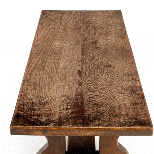 EARLY C20TH SOLID OAK SMALL COUNTRY PLANKTOP REFECTORY DINING TABLE - ADDITIONAL PHOTO 7