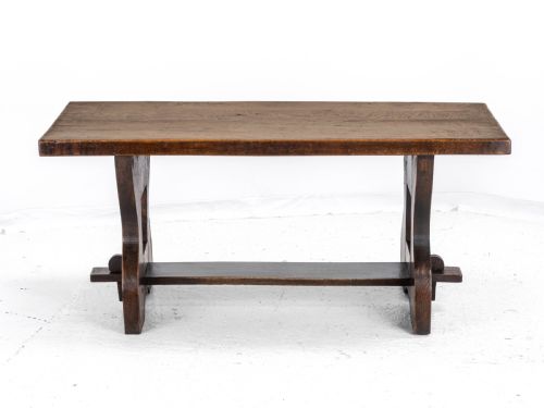 EARLY C20TH SOLID OAK SMALL COUNTRY PLANKTOP REFECTORY DINING TABLE - ADDITIONAL PHOTO 8