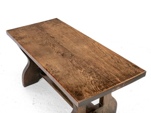 EARLY C20TH SOLID OAK SMALL COUNTRY PLANKTOP REFECTORY DINING TABLE - ADDITIONAL PHOTO 11