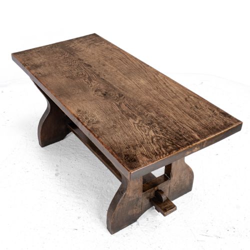 EARLY C20TH SOLID OAK SMALL COUNTRY PLANKTOP REFECTORY DINING TABLE - ADDITIONAL PHOTO 12