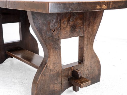 EARLY C20TH SOLID OAK SMALL COUNTRY PLANKTOP REFECTORY DINING TABLE - ADDITIONAL PHOTO 16