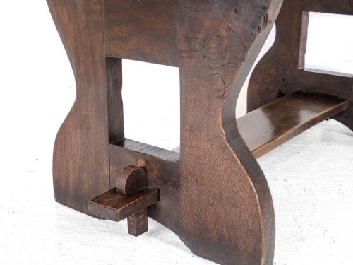 EARLY C20TH SOLID OAK SMALL COUNTRY PLANKTOP REFECTORY DINING TABLE - ADDITIONAL PHOTO 18