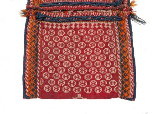 ANTIQUE PERSIAN QASHGAI KHORGEEN SADDLEBAG C1930 HANDWOVEN ORIENTAL RUG - ADDITIONAL PHOTO 3