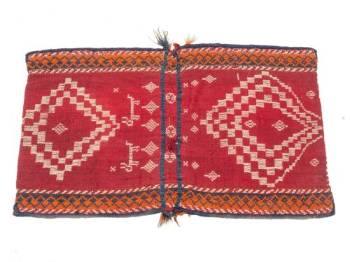 ANTIQUE PERSIAN QASHGAI KHORGEEN SADDLEBAG C1930 HANDWOVEN ORIENTAL RUG - ADDITIONAL PHOTO 5